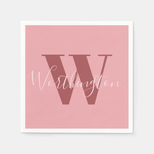 Girl Monogramm und Name Rosa rot Serviette (Vorderseite)