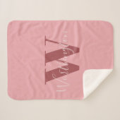 Girl Monogramm und Name Rosa rot Sherpadecke (Vorderseite (Horizontal))
