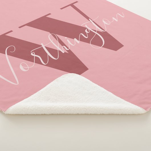 Girl Monogramm und Name Rosa rot Sherpadecke (3/4)