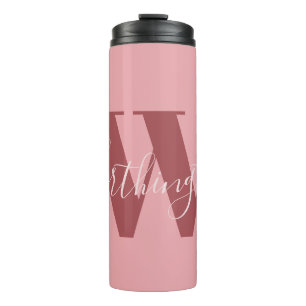 Girl Monogramm und Name Rosa rot Thermosbecher