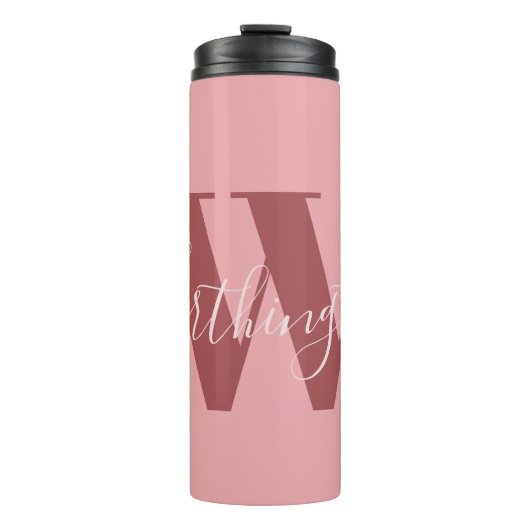 Girl Monogramm und Name Rosa rot Thermosbecher (Vorderseite)