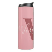 Girl Monogramm und Name Rosa rot Thermosbecher (Nach links gedreht)