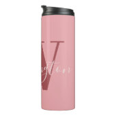 Girl Monogramm und Name Rosa rot Thermosbecher (Nach rechts gedreht)
