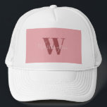 Girl Monogramm und Name Rosa rot Truckerkappe<br><div class="desc">Girly Monogram und Name rosa rot Kalligraphie Anpassbare Monogramm und Name auf dem Monogramm in Rosa- und Rosatönen geschrieben. Das Monogramm ist ein großer Buchstabe in dunkelrosa Rot und der Name ist in handgeschriebenen Buchstaben mit sehr hellrosa Farbe geschrieben. Die Farben der Buchstaben aus dem Monogramm und dem Namen, sowie...</div>