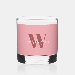 Girl Monogramm und Name Rosa rot Whiskyglas