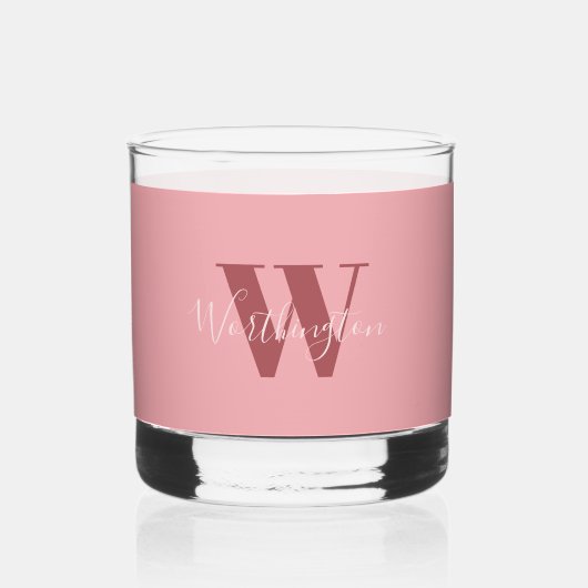 Girl Monogramm und Name Rosa rot Whiskyglas (Vorderseite)