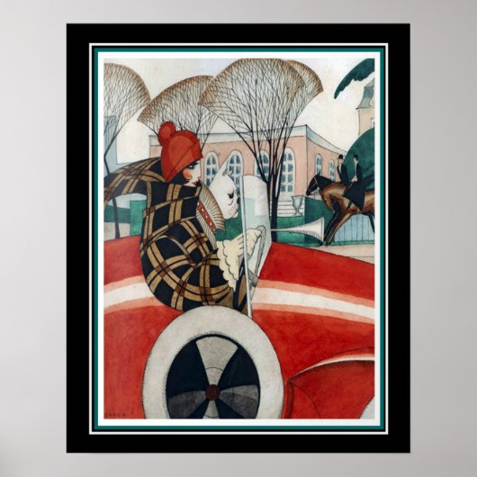 "Girl & Mops" Art Deco Poster (Vorne)