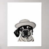 Girl-Mops-Hund mit schwarzem und weißem Hund Poster (Vorne)