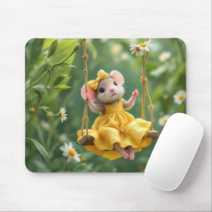 Girl Mouse auf Gartenschwung Mousepad
