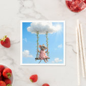 Girl Mouse In a Pink Dress On a Swing Serviette (Beispiel)
