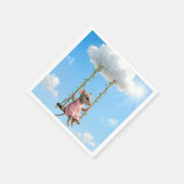 Girl Mouse In a Pink Dress On a Swing Serviette (Ecke)