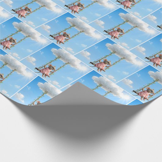 Girl Mouse On a Summer Swing Geschenkpapier (Ecke)