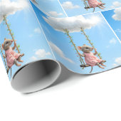 Girl Mouse On a Summer Swing Geschenkpapier (Rolleneckpunkt)