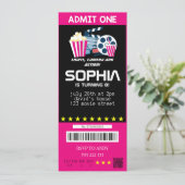 Girl Movie Party Movie Tickets Rosa Geburtstag Einladung (Stehend Vorderseite)