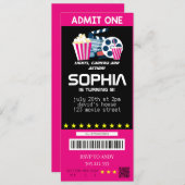Girl Movie Party Movie Tickets Rosa Geburtstag Einladung (Vorne/Hinten)