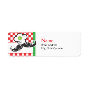 Girl Mustache Koch-Adressetikett