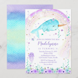 Girl Narwhal Einladung