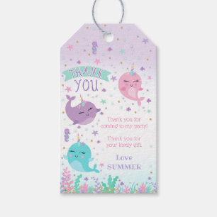 Girl Narwhal Gefallen Tags Unter dem Meer Narwhal Geschenkanhänger