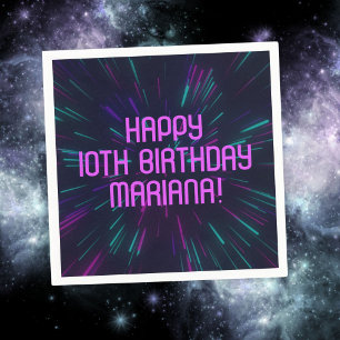 Girl Neon Lila Pink Glow Party Serviette