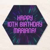 Girl Neon Lila Pink Glow Party Untersetzer (Vorderseite)