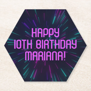 Girl Neon Lila Pink Glow Party Untersetzer