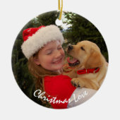 Girl & New Puppy for Christmas Keramik Ornament (Vorne)