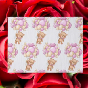 Girl Niedlich Bear Balloon Wrapping Paper Geschenkpapier