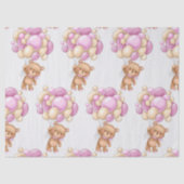 Girl Niedlich Bear Balloon Wrapping Paper Seidenpapier (Vorderseite)