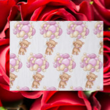 Girl Niedlich Bear Balloon Wrapping Paper