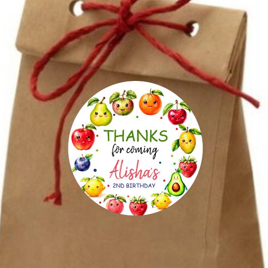 Girl Niedlich Fruit Geburtstag Runder Aufkleber