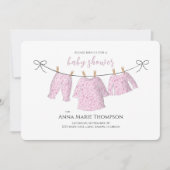 Girl Niedlich Pink Babydusche QR Code Social Media Einladung (Vorderseite)