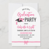 Girl Niedlich Pink Bows Arch Abschluss Celebration Einladung (Rückseite)