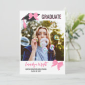 Girl Niedlich Pink Bows Fotos Abschluss Ankündigung (Stehend Vorderseite)