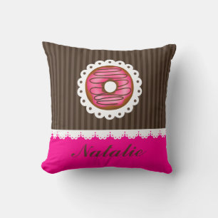 Girl Niedlich Pink & Brown Donut Personalisierter Kissen