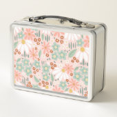 Girl Niedlich Pink Daisy Wildblume Monogram Kids Metall Brotdose (Rückseite)