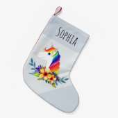 Girl Niedlich Rainbow Unicorn Cartoon und Name Kin Kleiner Weihnachtsstrumpf (Vorderansicht (hängend))