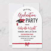 Girl Niedlich Red Bows Arch Abschluss Celebration Einladung (Rückseite)