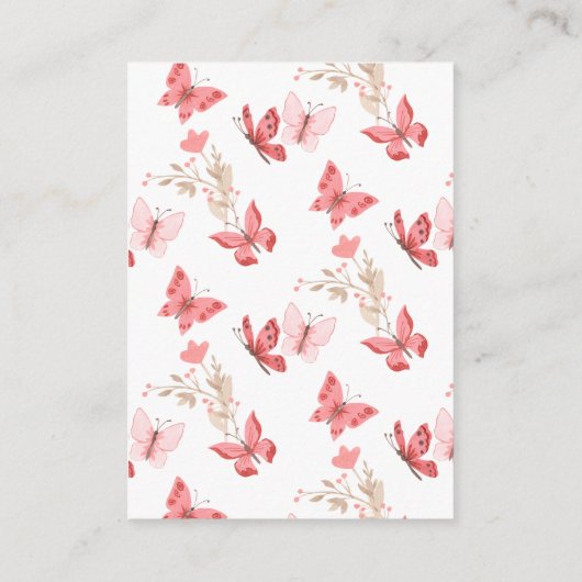 Girl-Niedliche, blumenrosa Schmetterlinge Bücher f Begleitkarte (Rückseite)