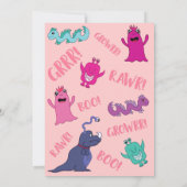 Girl Niedliches Monster Blitzlicht Sleepover Gebur Einladung (Rückseite)