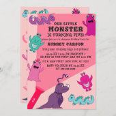 Girl Niedliches Monster Blitzlicht Sleepover Gebur Einladung (Vorne/Hinten)