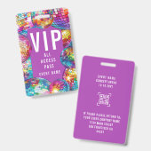 Girl Niedliches VIP All Access Pass QR Code Disco Ausweis (Vorder- & Rückseite)