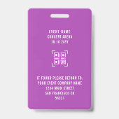 Girl Niedliches VIP All Access Pass QR Code Disco Ausweis (Rückseite)
