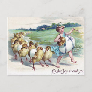 Girl Oaster Chick Egal Viktorianisch Feiertagspostkarte