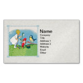 Girl Oaster Lilly Gnome Elves Singing Bird Basket Magnetische Visitenkarte (Vorderseite)
