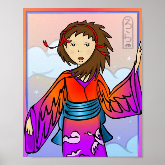 Girl of Cranes Poster Print (Vorne)