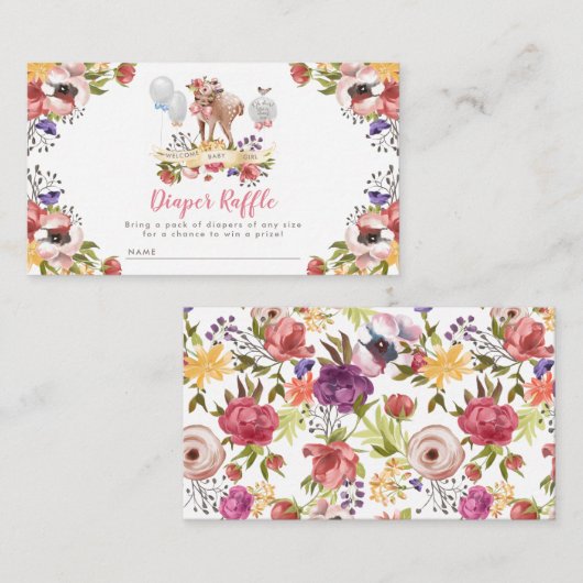 Girl Oh Deer Baby Dusche Windelwanne Begleitkarte (Vorne/Hinten)