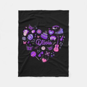 Girl Olivia Vorname Personalisiert Groovy 80er Hea Fleecedecke