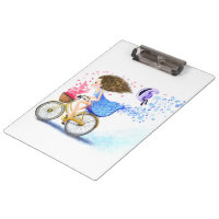 Girl on a Bike Clipboard Romantische Liebe Herz