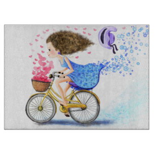 Girl on a Bike Cutting Board Romantische Liebe Schneidebrett