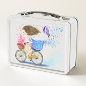Girl on a Bike Metal Lunch Box Geschenk Romantisch (Rückseite)